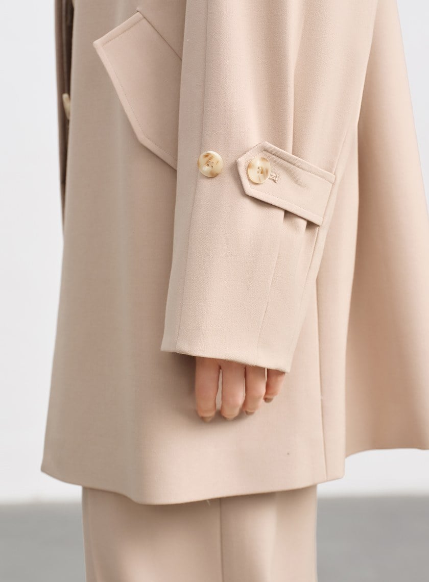 格紋拼接巴恩風中長版風衣