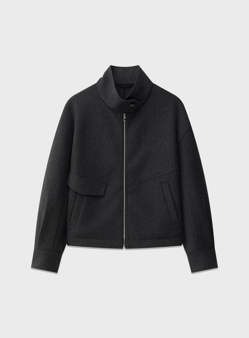 直紋立領休閒外套