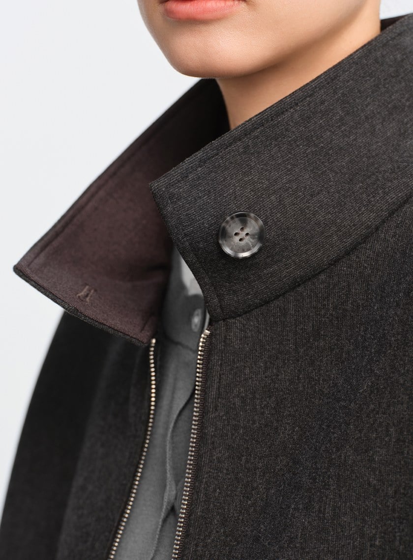 直紋立領休閒外套