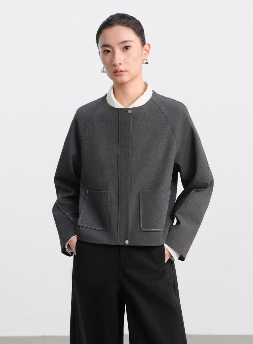 花紗肌理挺廓休閒外套