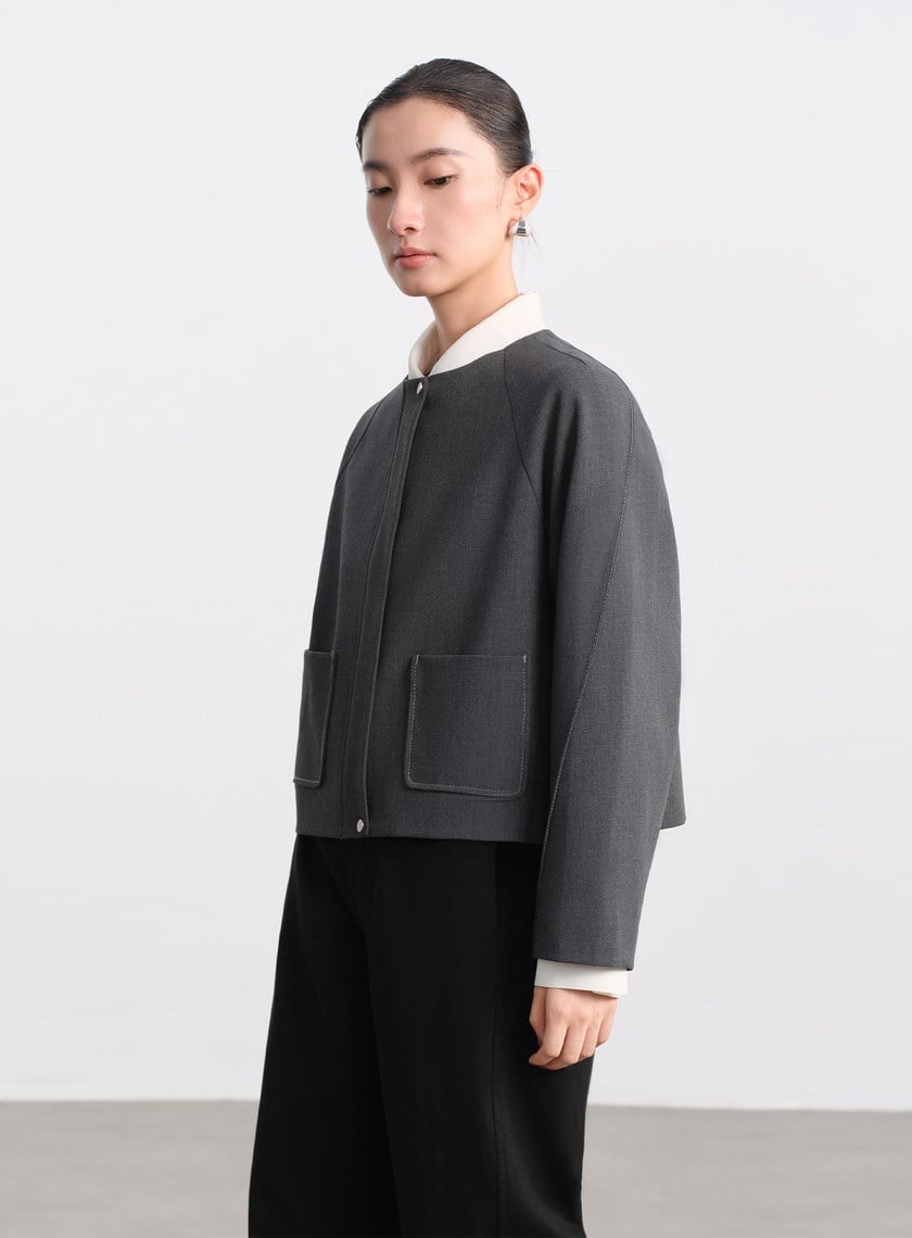 花紗肌理挺廓休閒外套