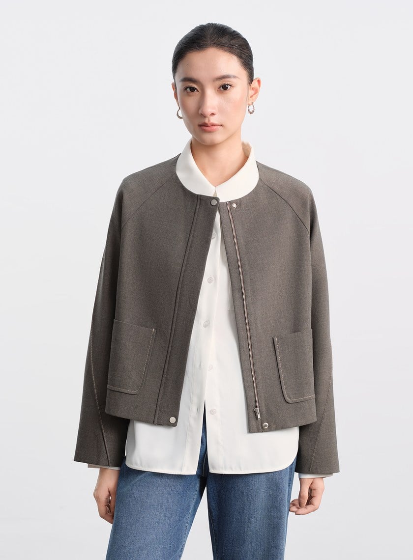 花紗肌理挺廓休閒外套