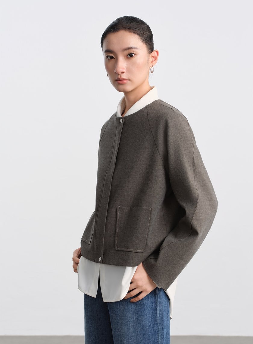 花紗肌理挺廓休閒外套