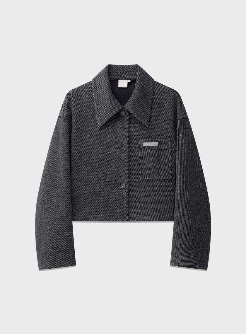 襯衫領弧線短版外套