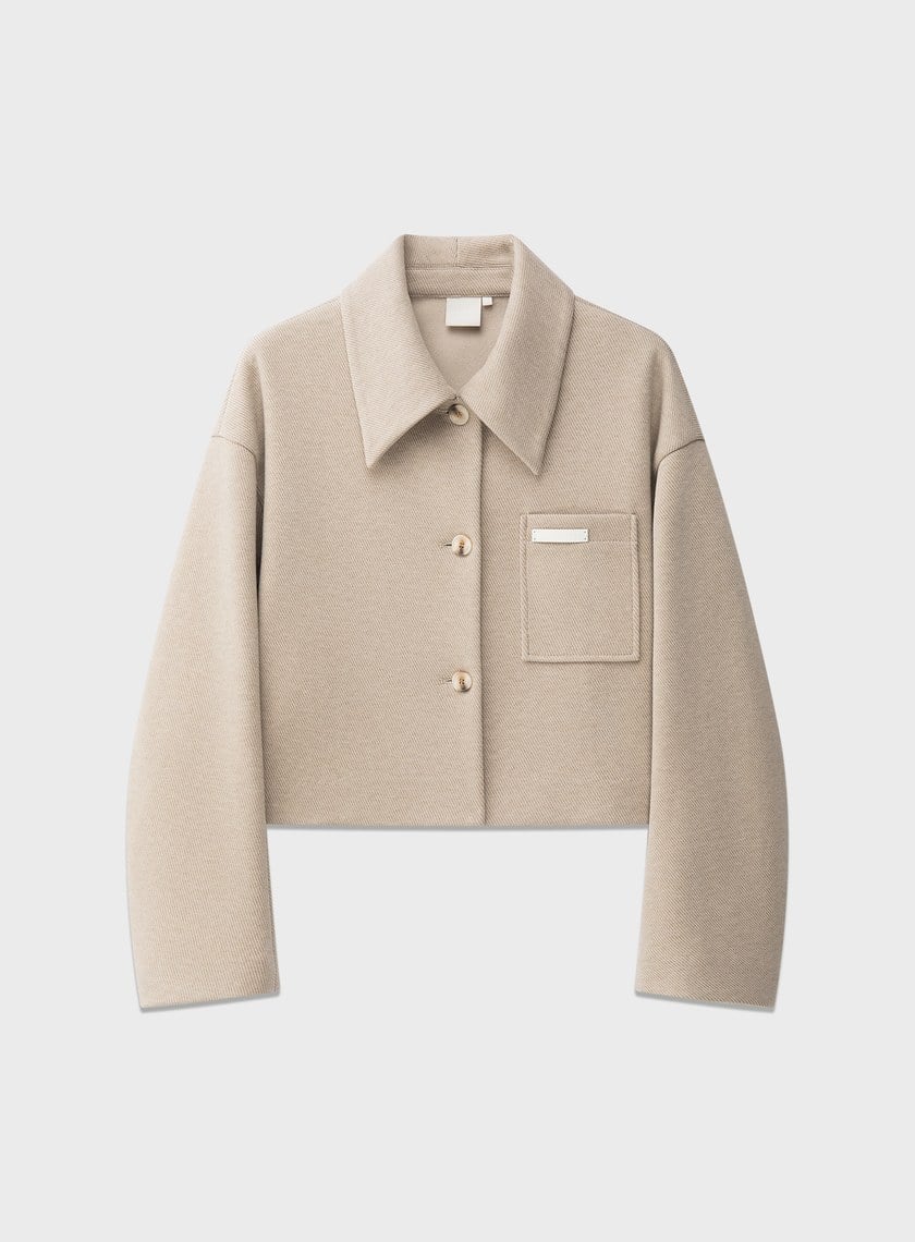 襯衫領弧線短版外套