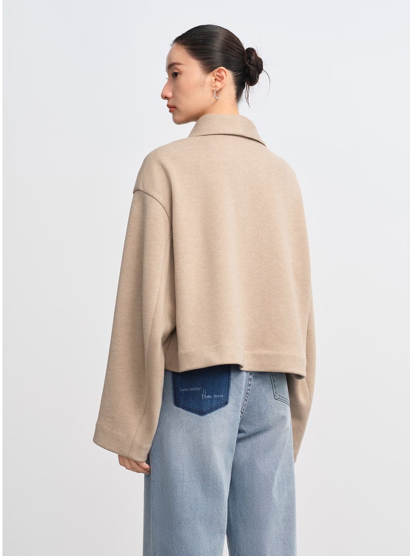 襯衫領弧線短版外套