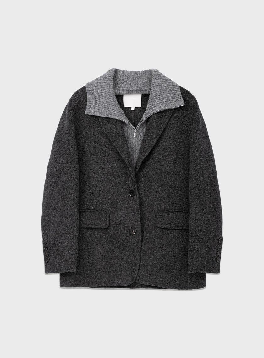 慵懶感翻領針織外套