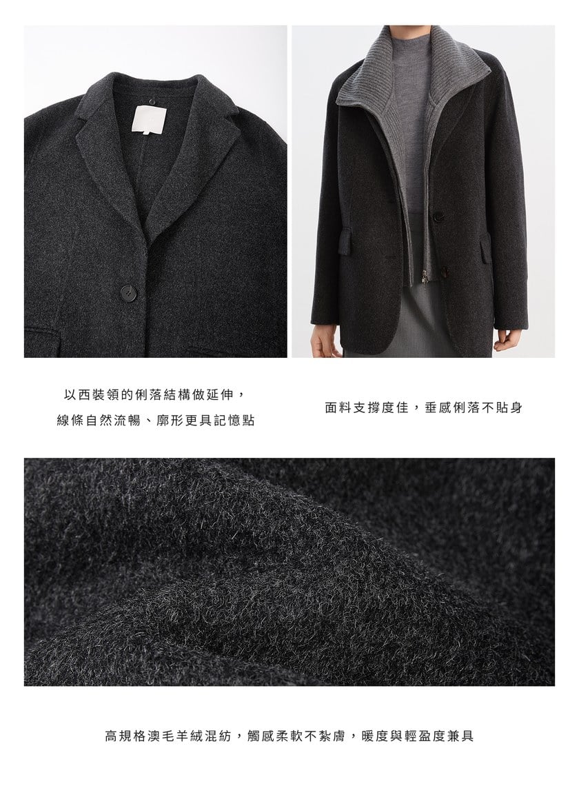 慵懶感翻領針織外套