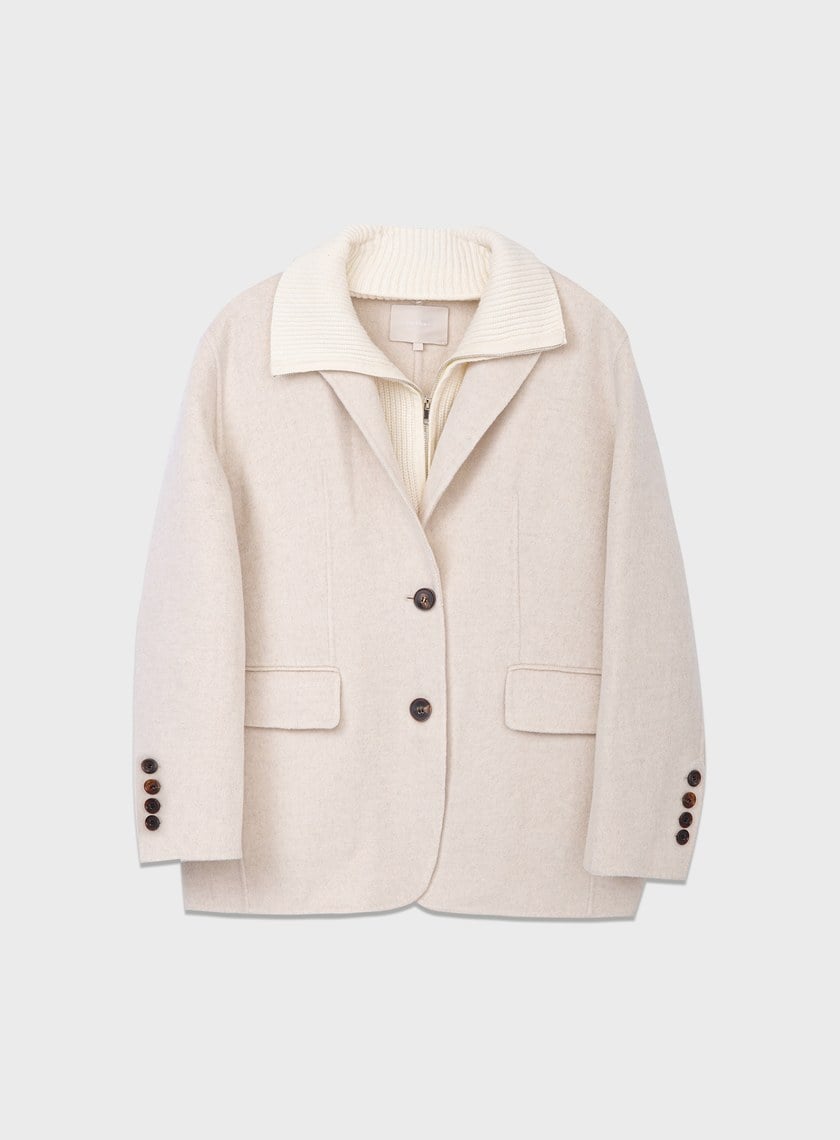 慵懶感翻領針織外套