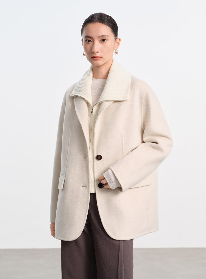 慵懶感翻領針織外套