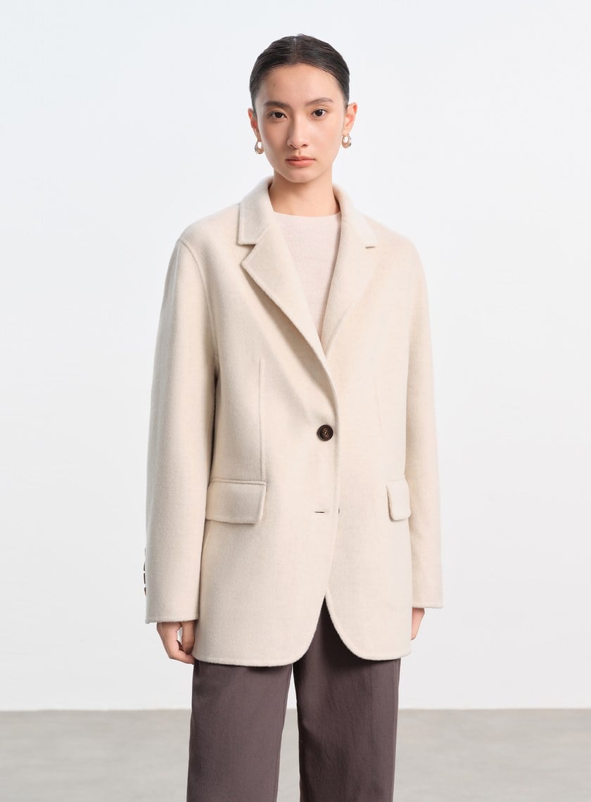 慵懶感翻領針織外套