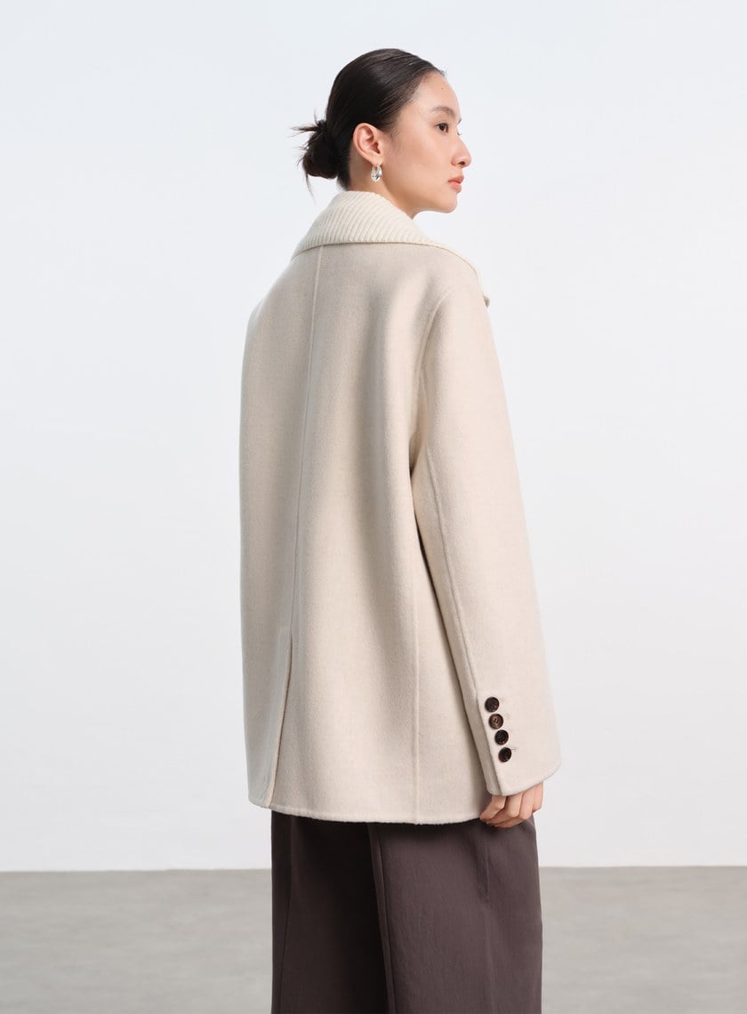 慵懶感翻領針織外套