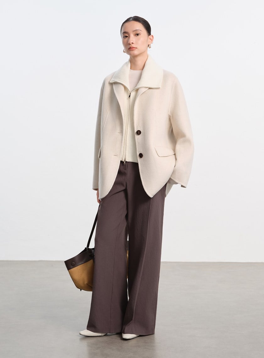 慵懶感翻領針織外套