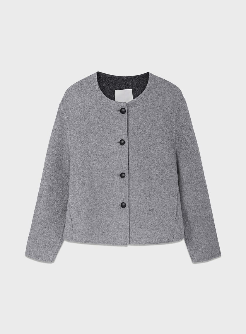 雙面毛呢無領短版外套