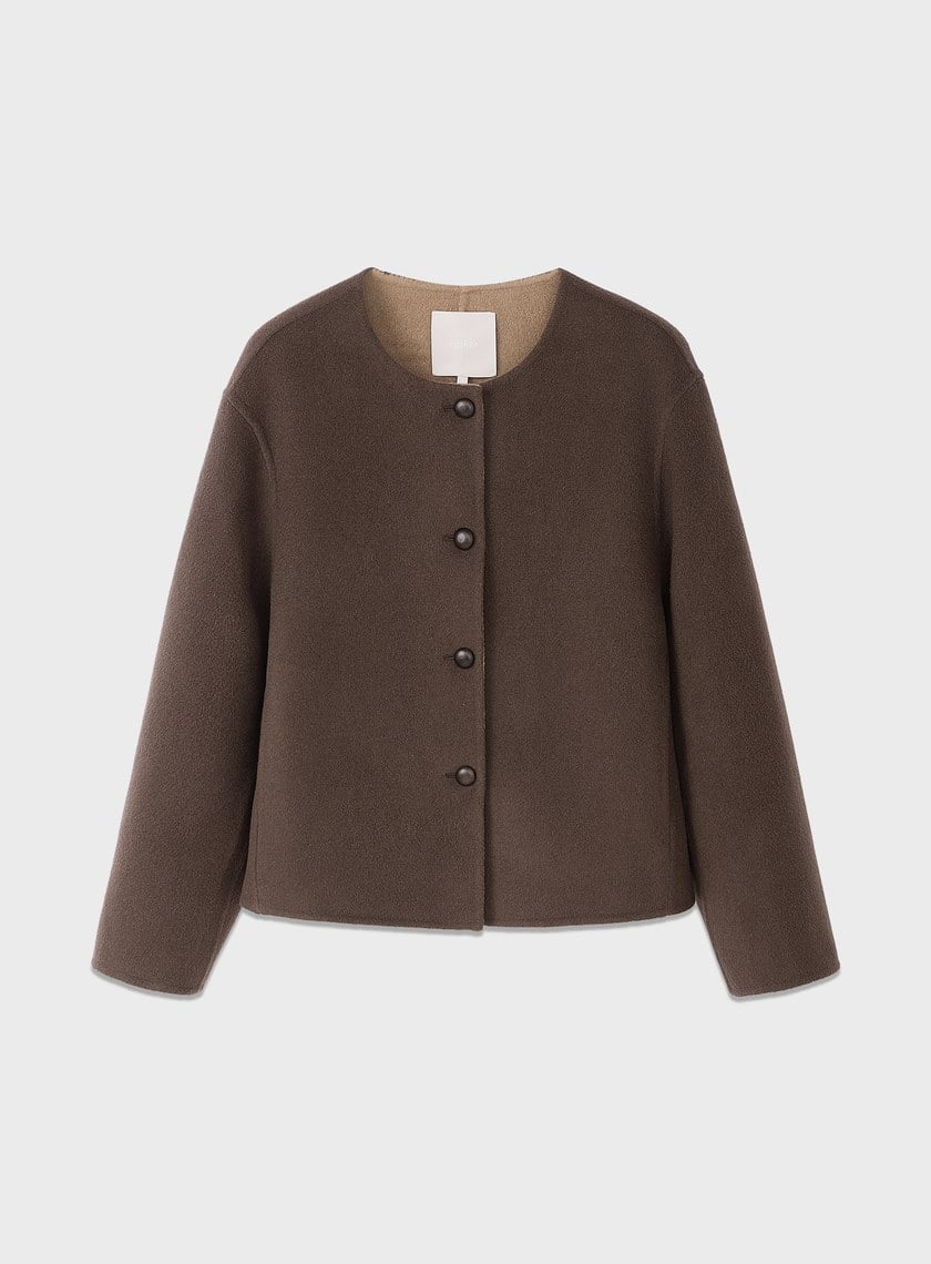 雙面毛呢無領短版外套