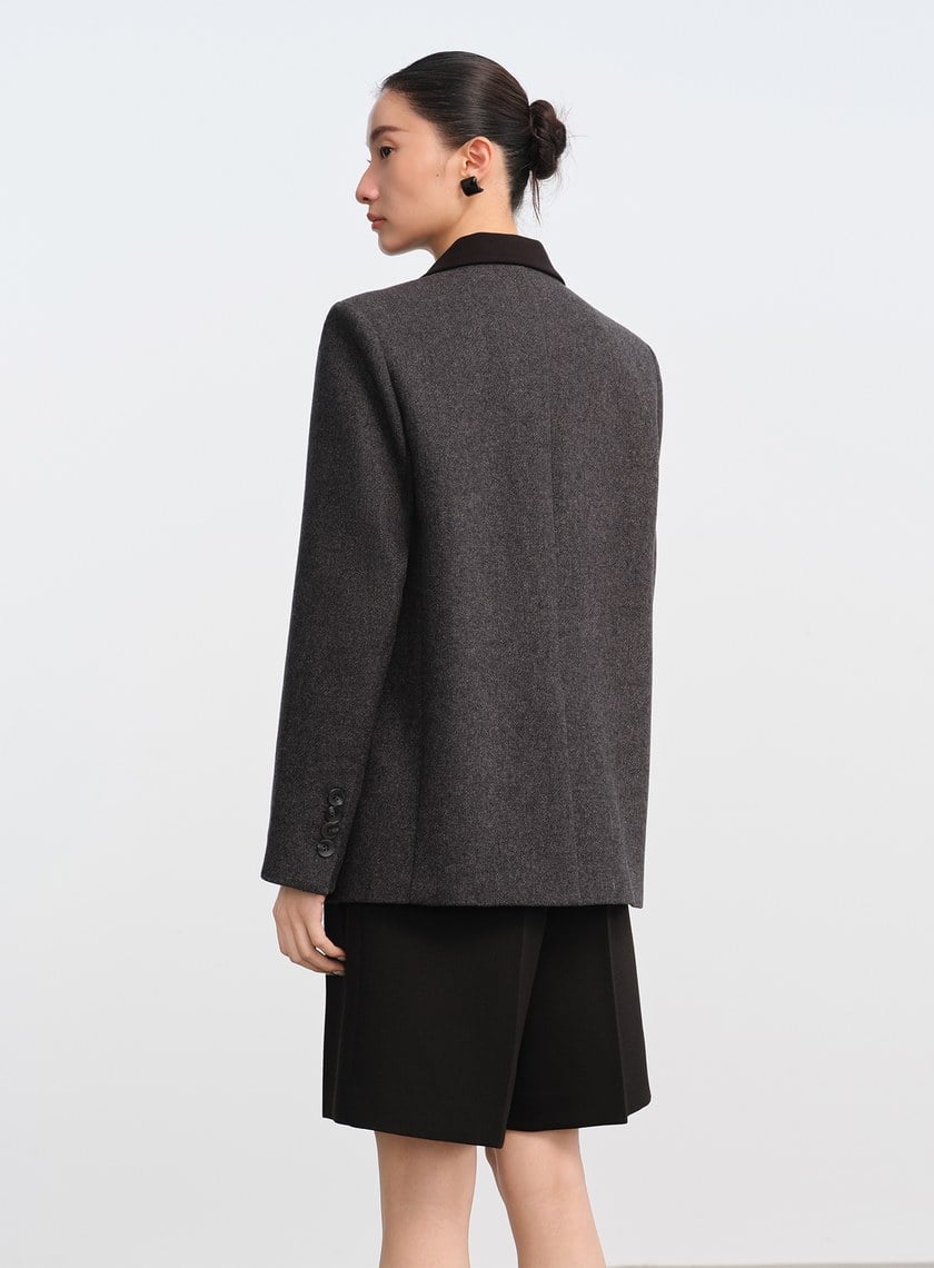 顆粒感肌理寬廓毛呢西裝