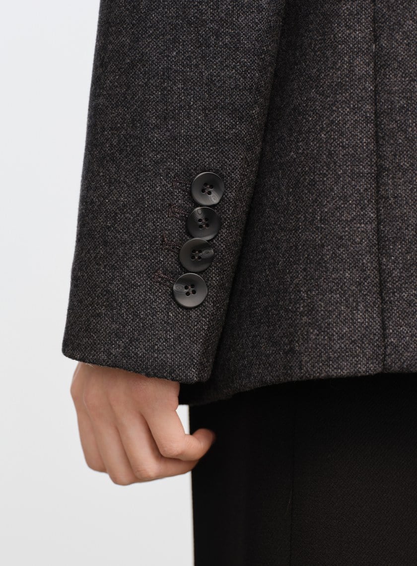 顆粒感肌理寬廓毛呢西裝