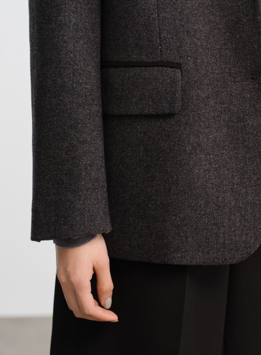 顆粒感肌理寬廓毛呢西裝