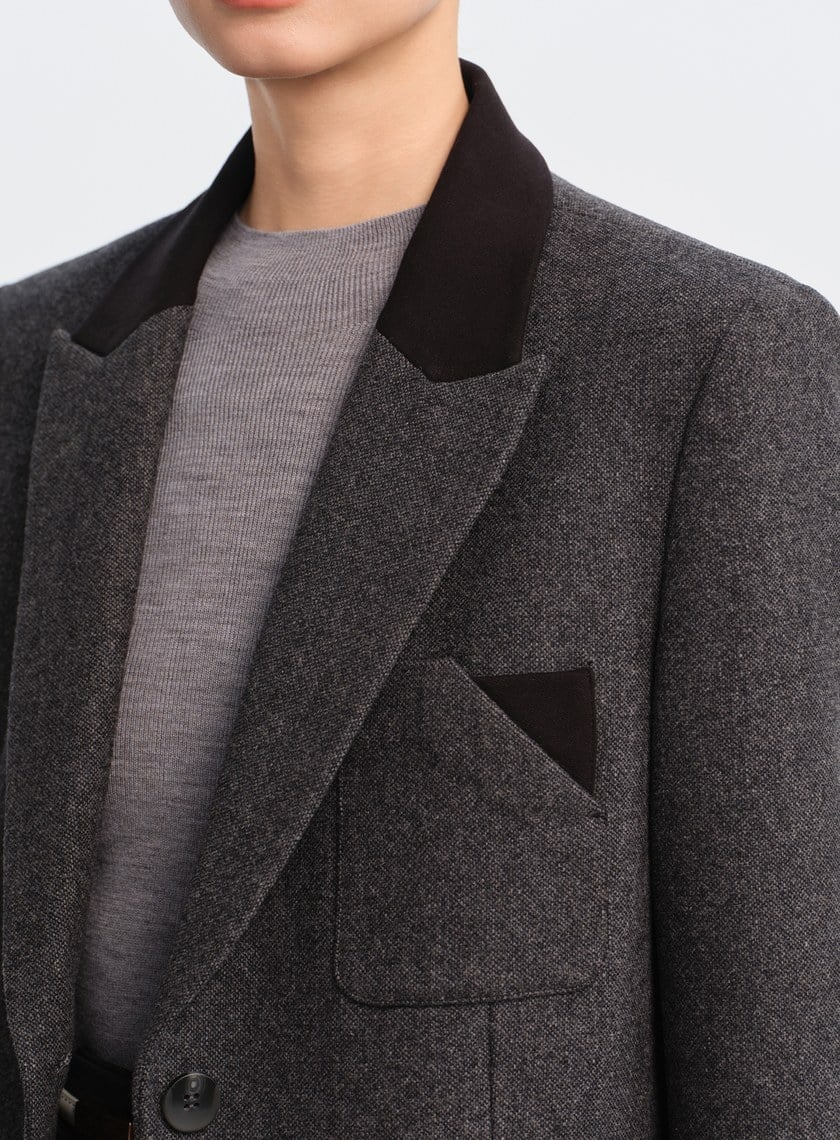 顆粒感肌理寬廓毛呢西裝