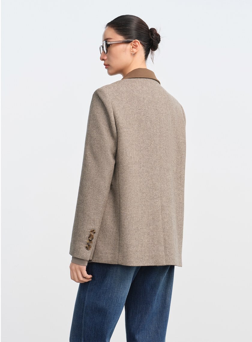 顆粒感肌理寬廓毛呢西裝