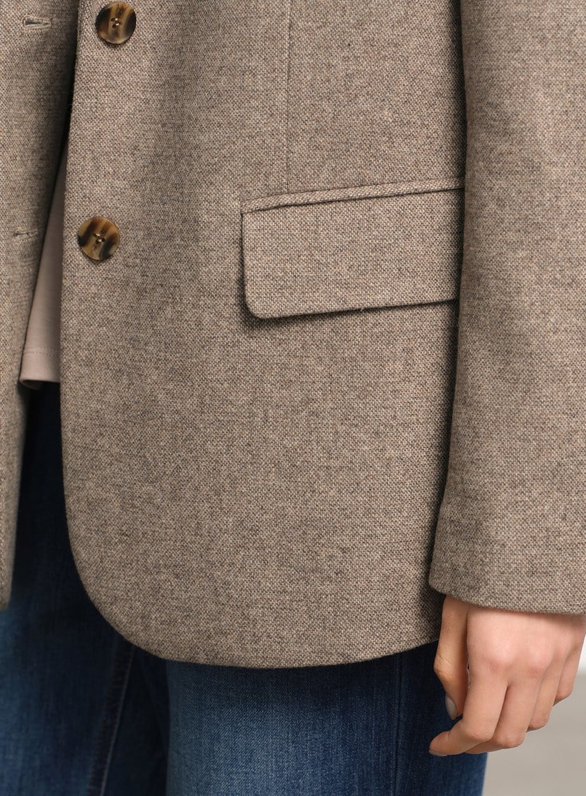 顆粒感肌理寬廓毛呢西裝
