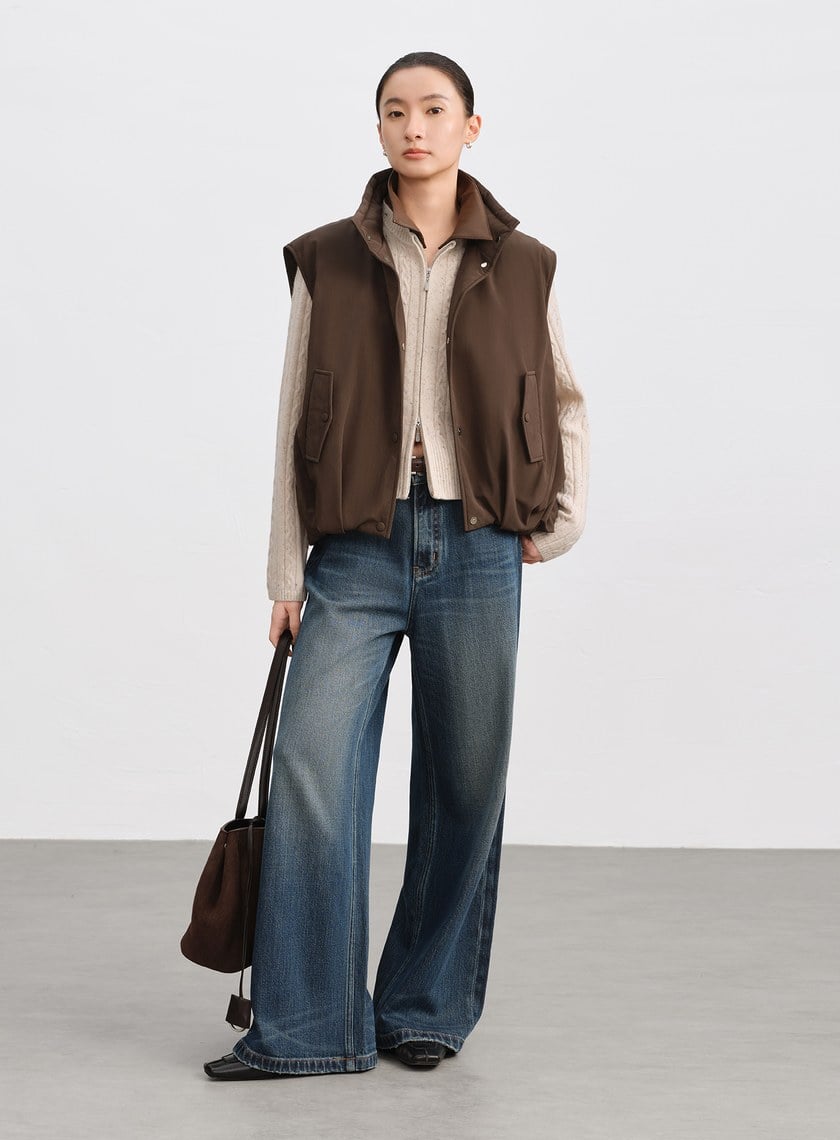 霧面水洗感麂皮馬甲