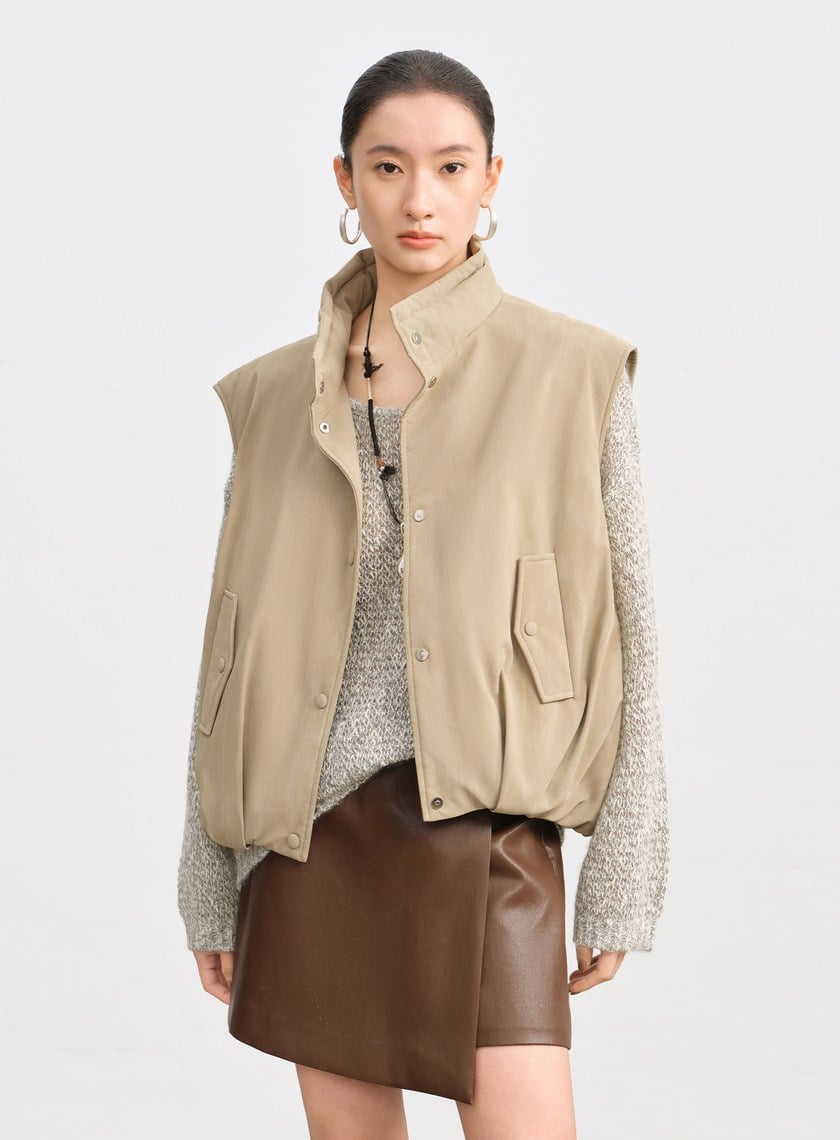 霧面水洗感麂皮馬甲