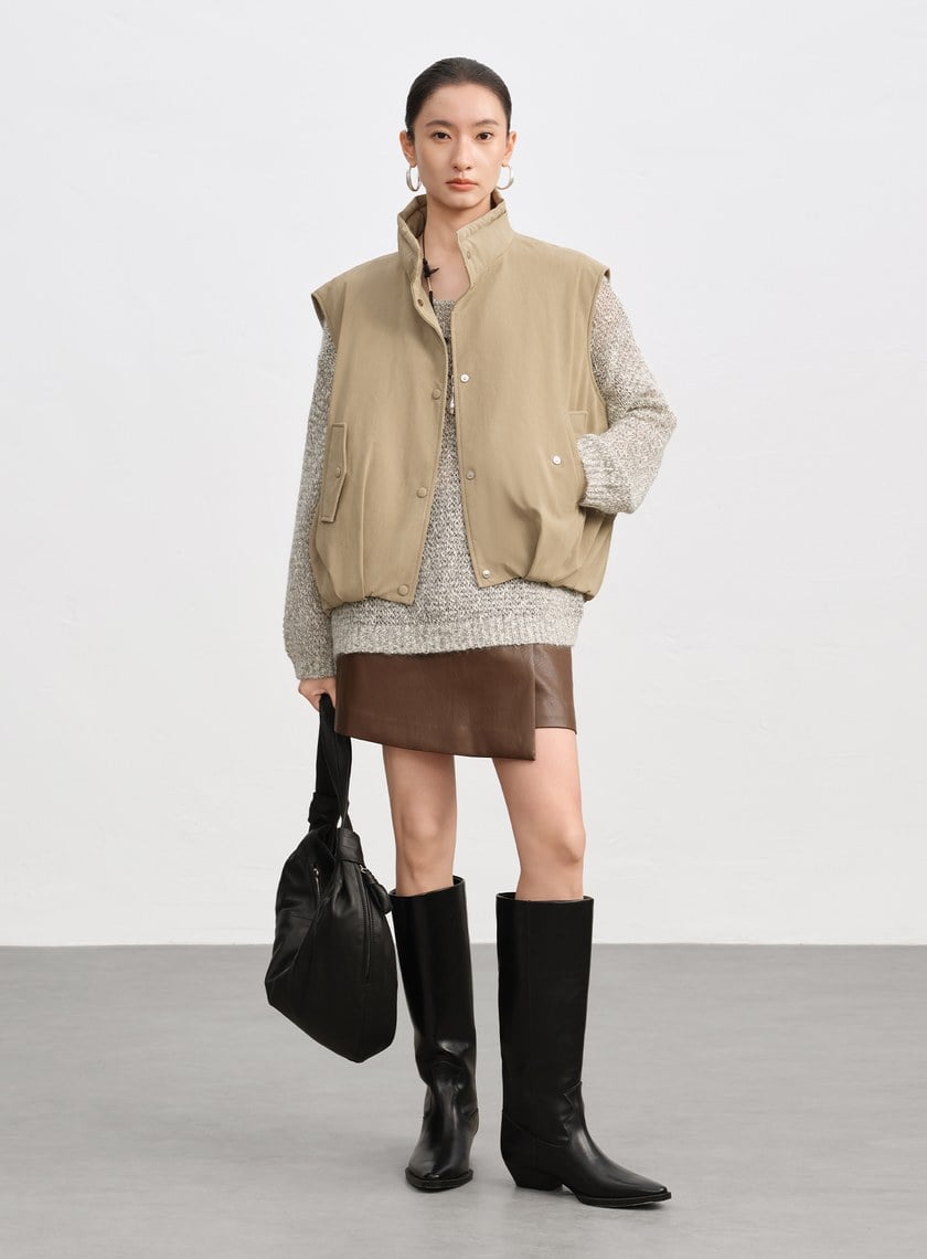 霧面水洗感麂皮馬甲