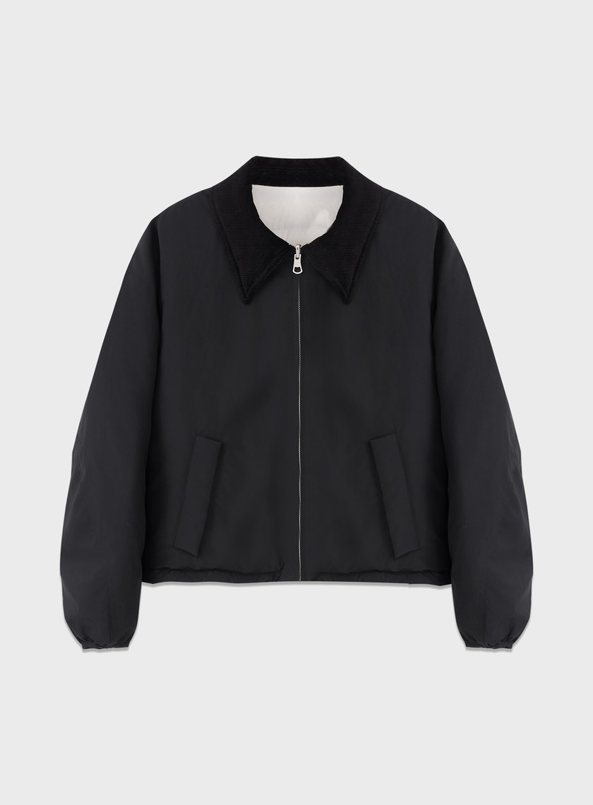 雙面巴恩領片短版羽絨外套