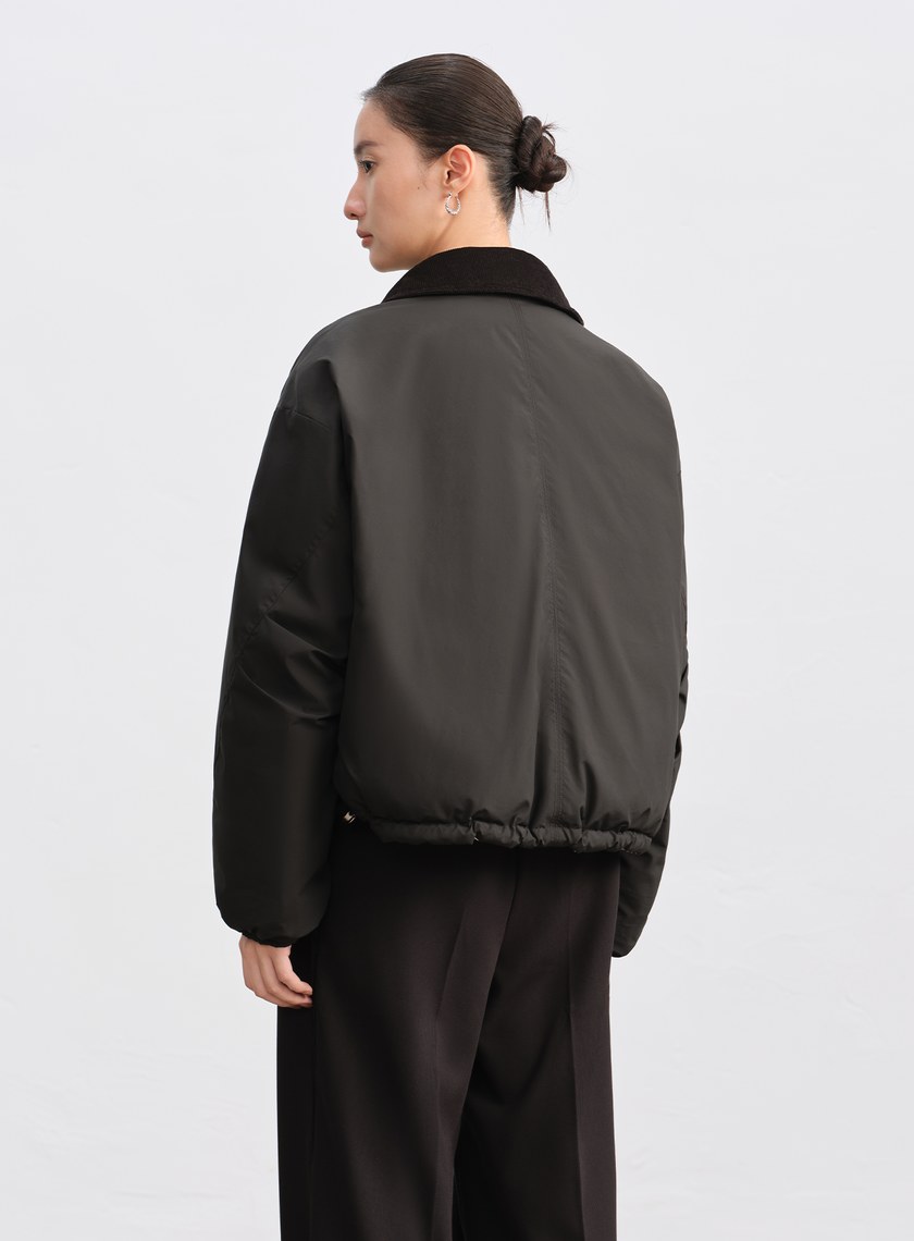 雙面巴恩領片短版羽絨外套