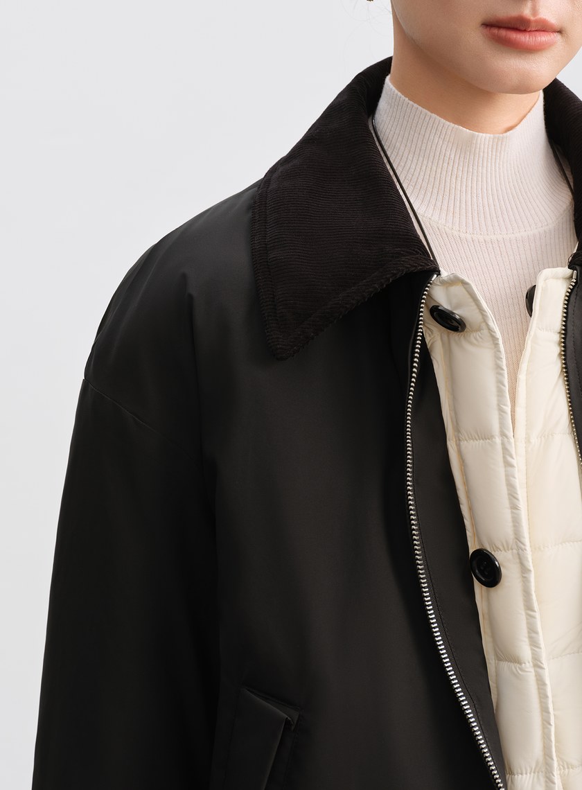 雙面巴恩領片短版羽絨外套