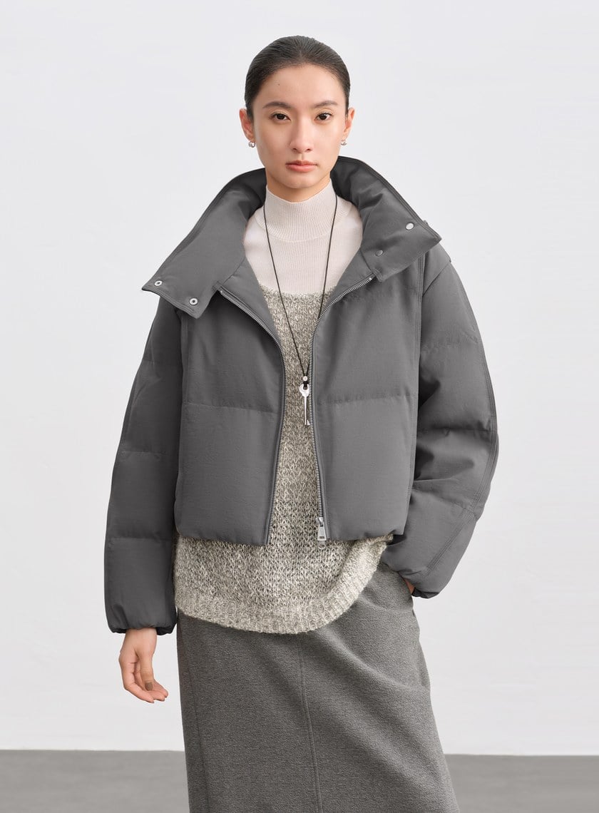 斜紋肌理立領防風夾克