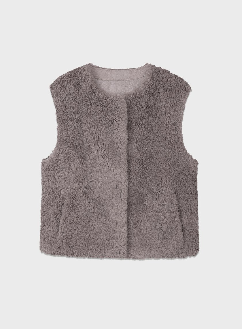 極簡羊毛皮草馬甲