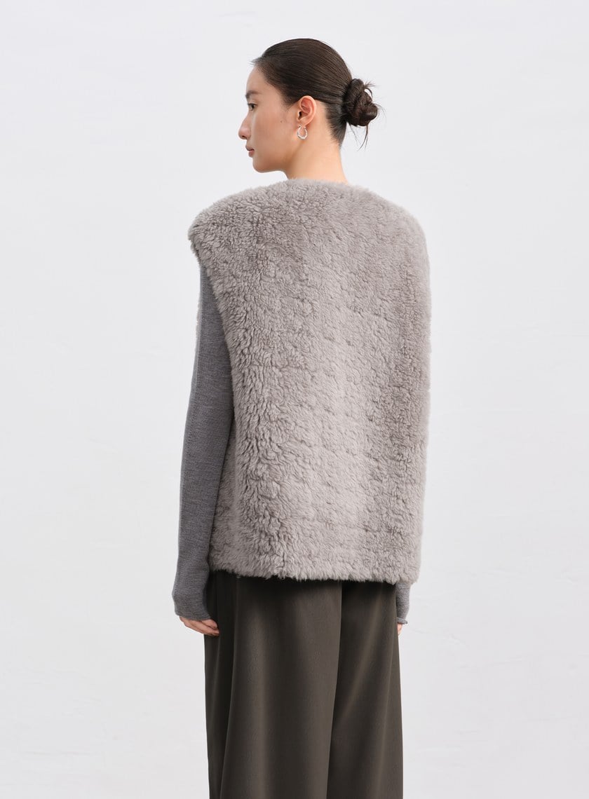 極簡羊毛皮草馬甲