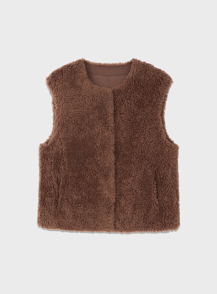 極簡羊毛皮草馬甲