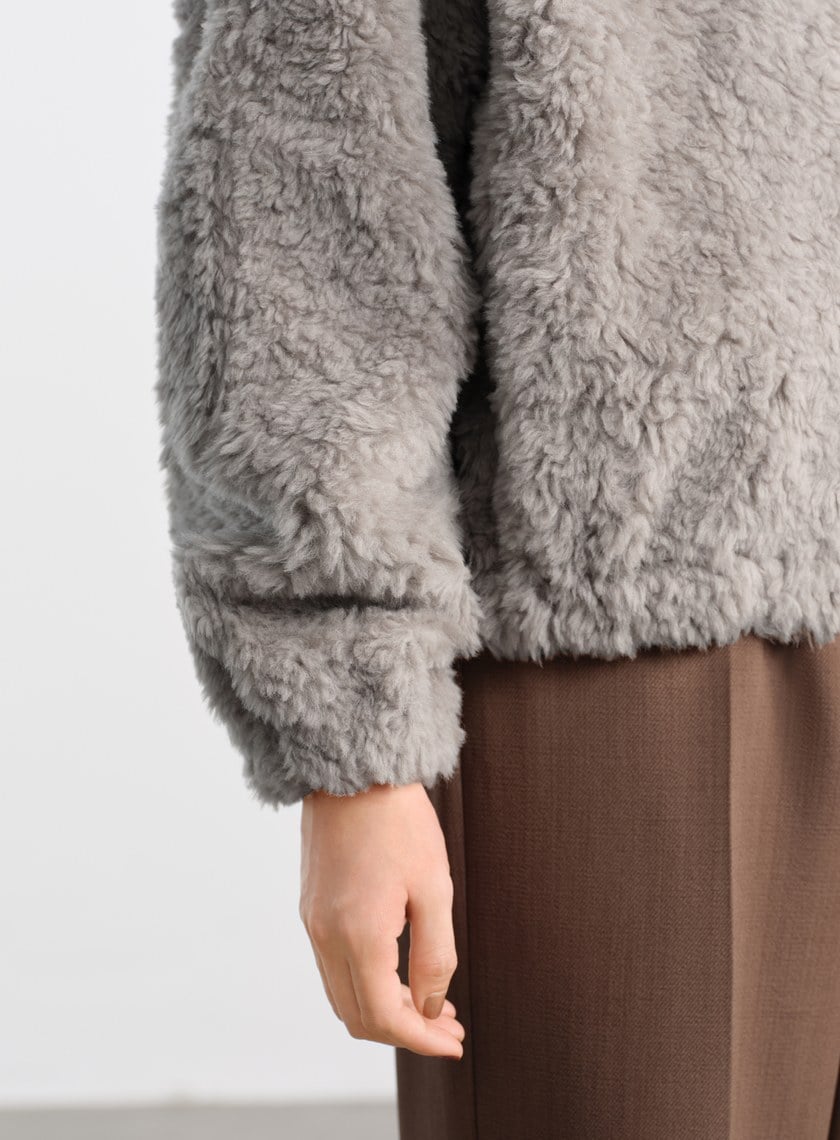 100%羊毛半高領皮草外套