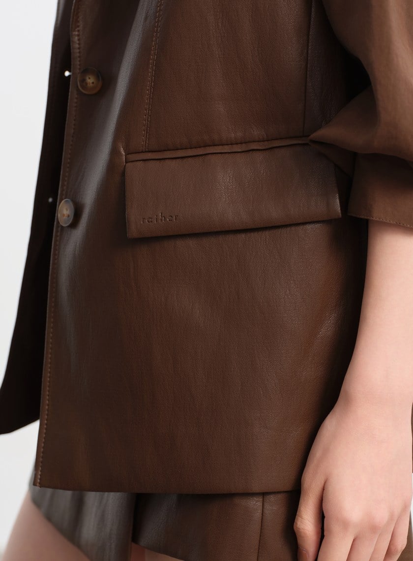 時髦寬版皮革馬甲