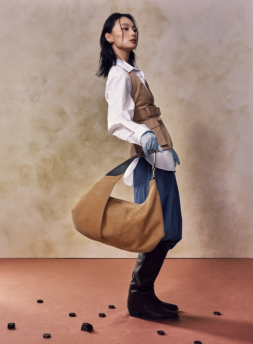 FEMANCE_Wander Hobo 不對稱慵懶感麂皮托特包