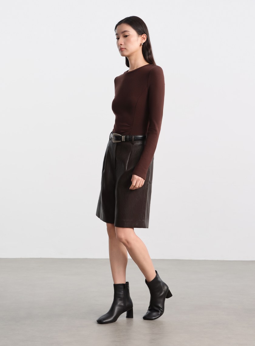 真皮霧銀椭圓造型皮帶