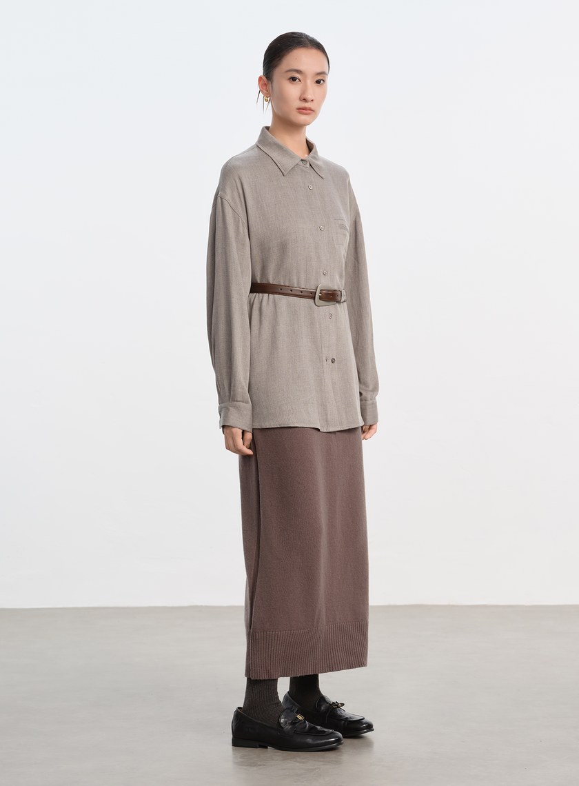 真皮霧銀椭圓造型皮帶