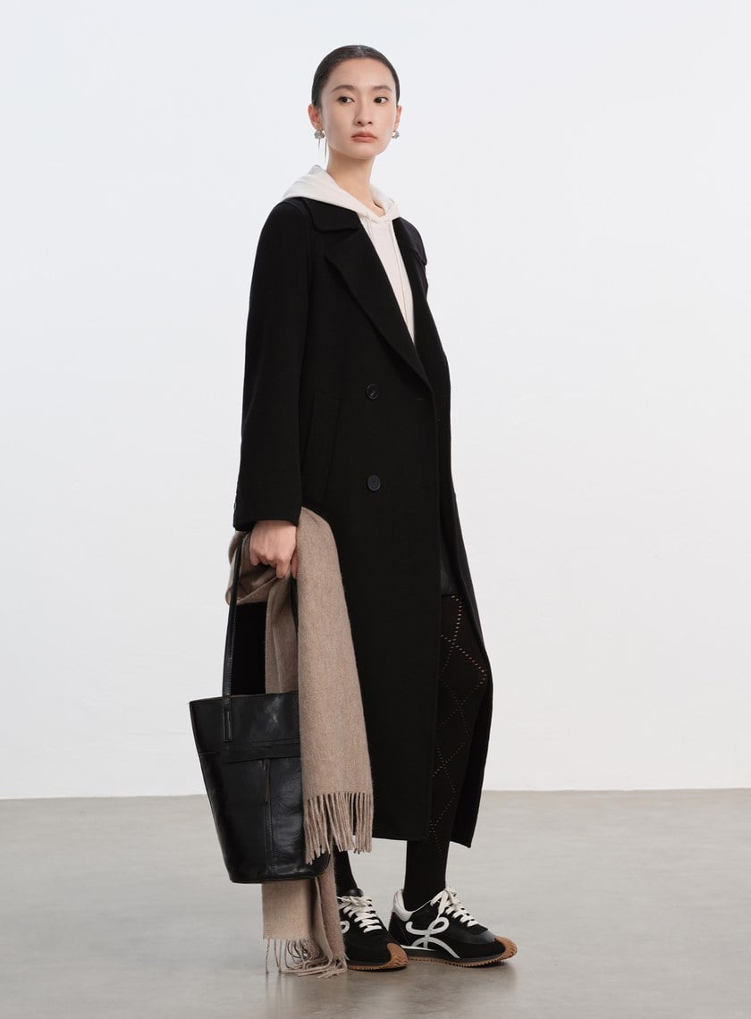 純羊毛雙色針織圍巾