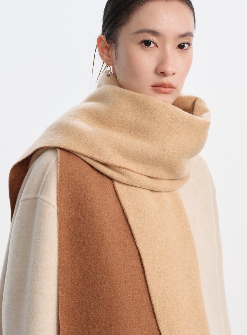 純羊毛雙色針織圍巾