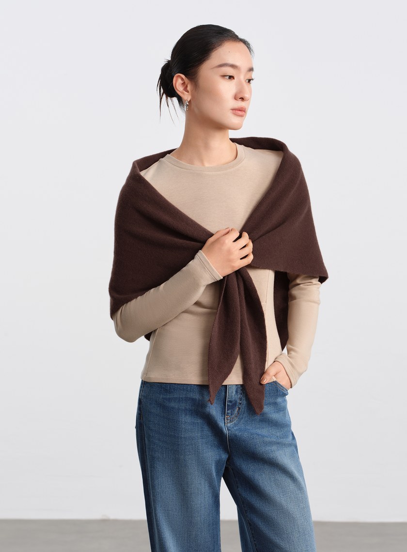 100%純羊毛三角披巾