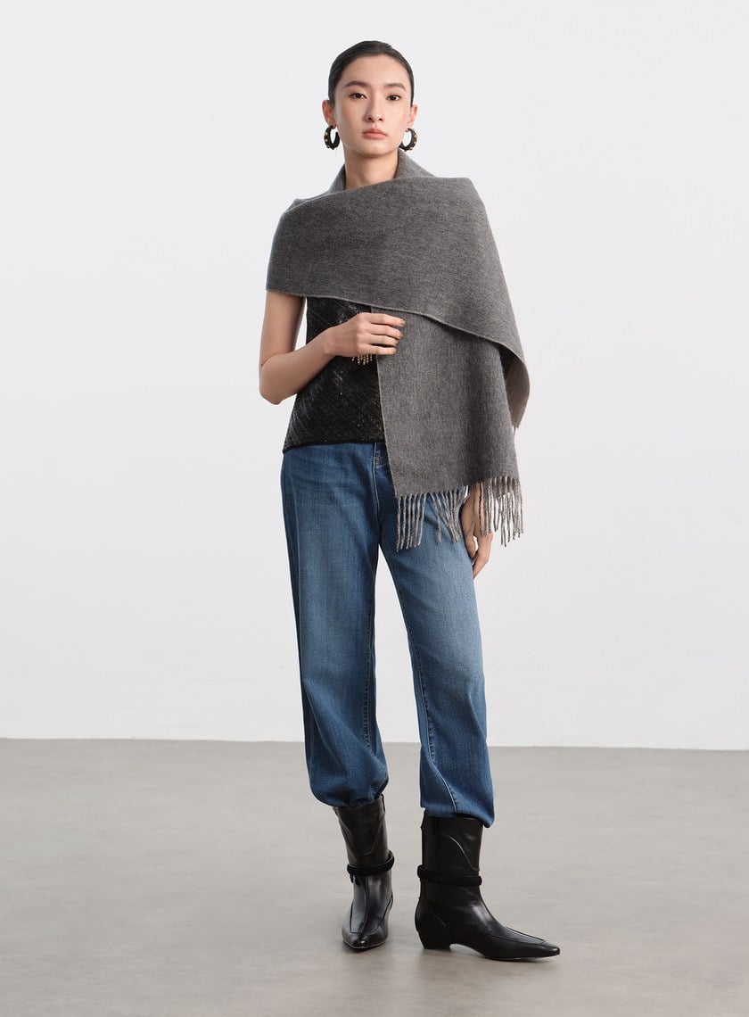 100%羊毛經典流蘇圍巾