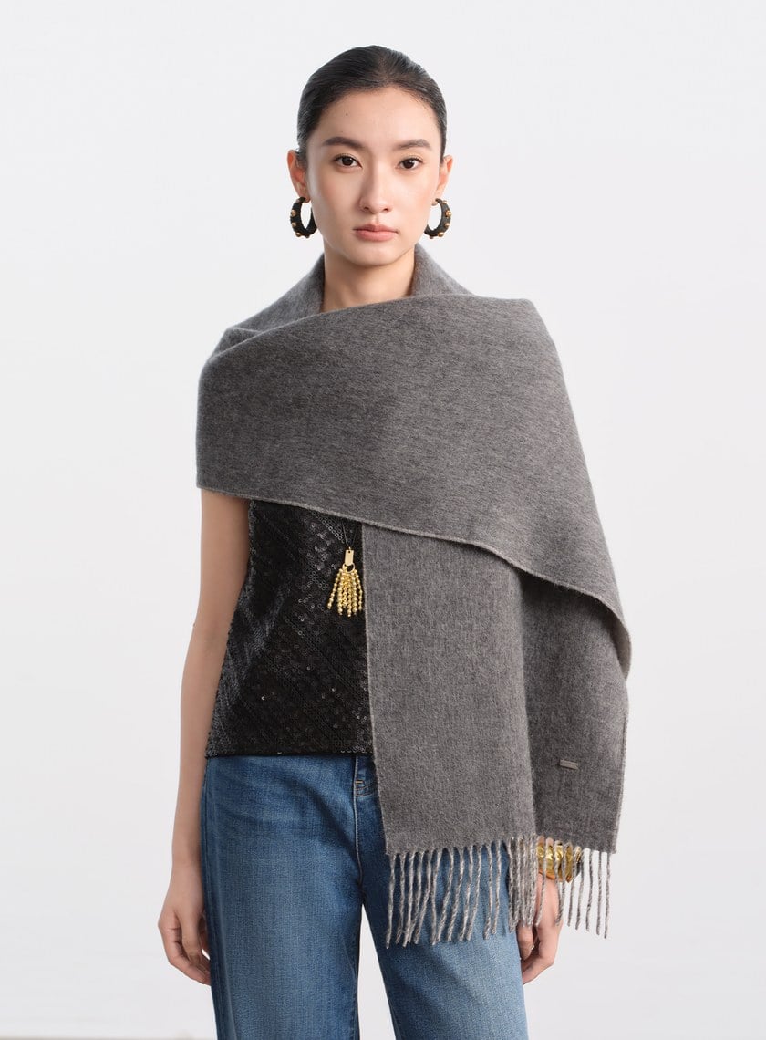 100%羊毛經典流蘇圍巾