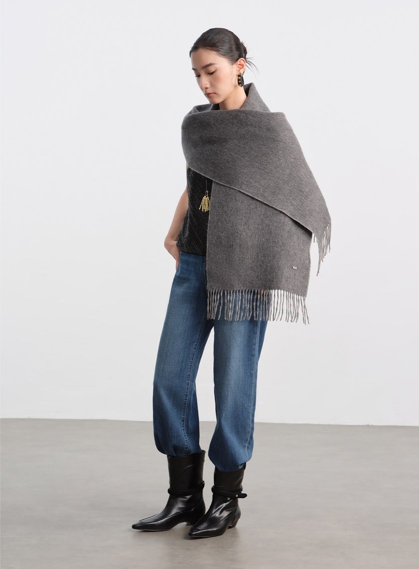 100%羊毛經典流蘇圍巾