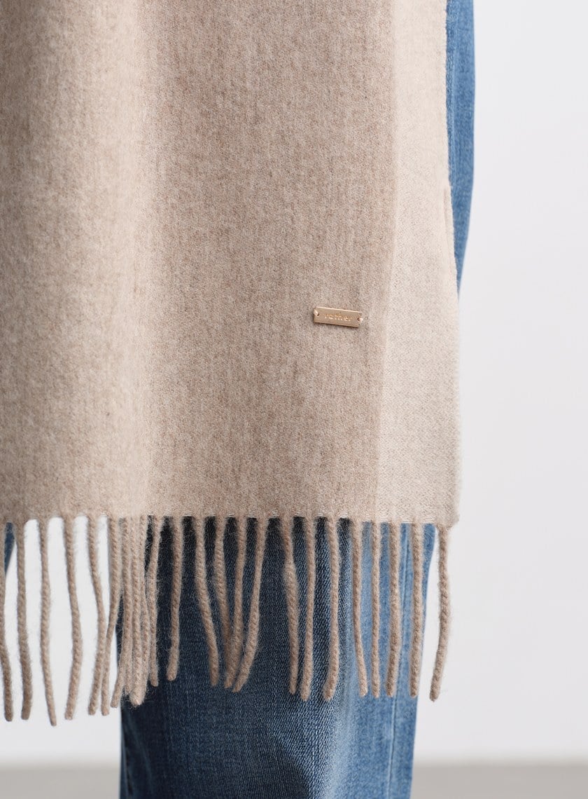 100%羊毛撞色流蘇圍巾