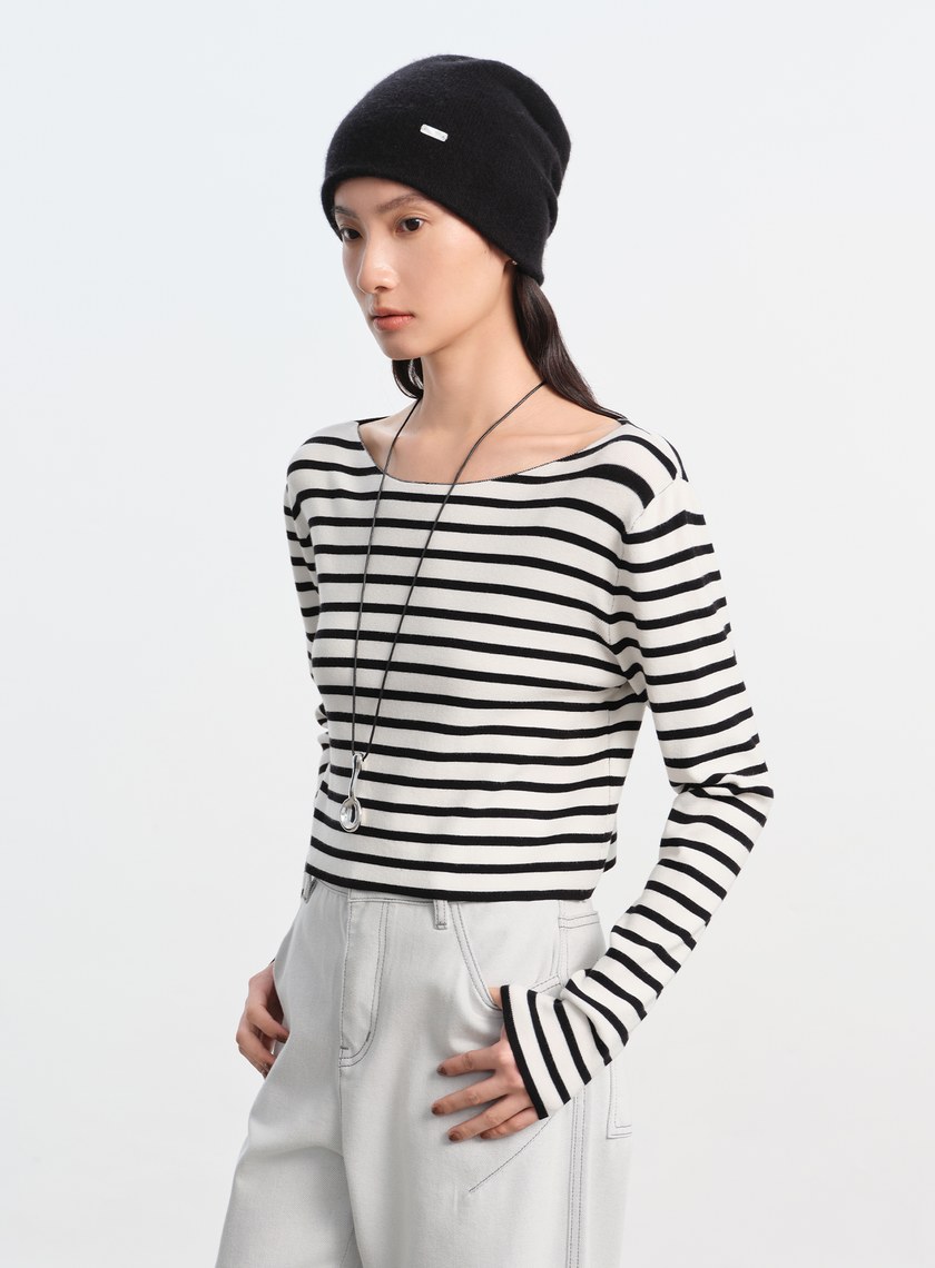 雙面穿羊絨雙色針織冷帽