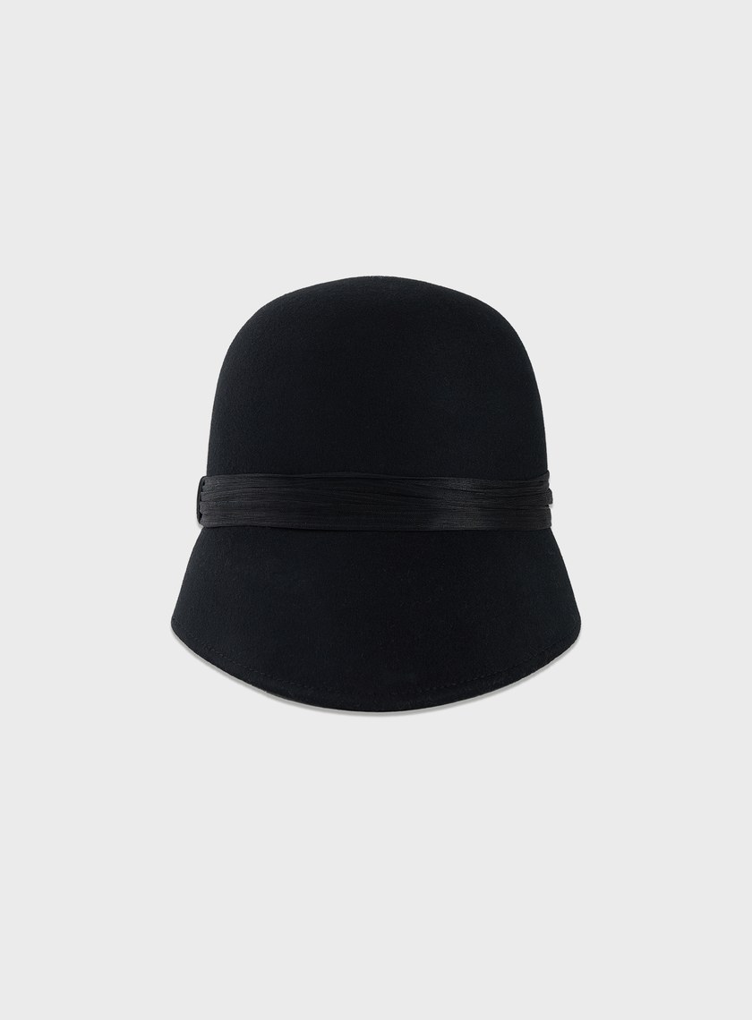 復古輪廓羊毛緞帶寬帽