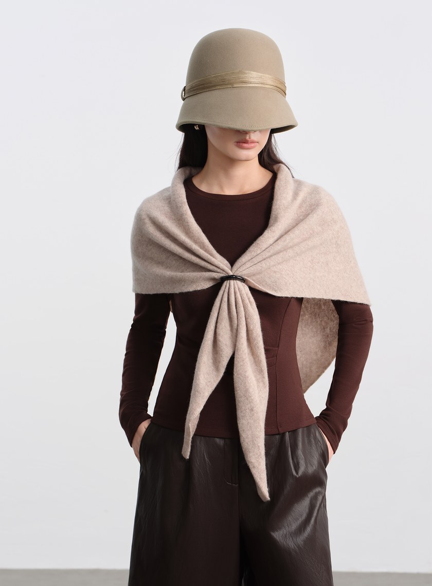 復古輪廓羊毛緞帶寬帽